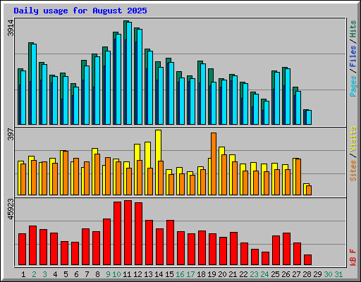Daily usage for August 2025